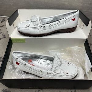 NIB MARC JOSEPH Cypress Hill Golf Loafers in White Tumbled Grainy